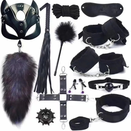 Erotic Sex Toys For Women Adults Games Nylon Bondage BDSM Kits Handcuffs Sex Whip Mouth Gag Rabbit Tail Anal Plug