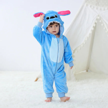Baby Kigurumi Stitch Cartoon Romper Infant Kids Animal Jumpsuits Toddler Clothes Girls Boys Halloween Cosplay Pyjamas Costumes