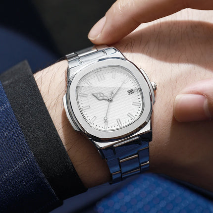 Fashion Square Men Calendar Quartz Watch Luxury Business Watches Mens Clock Reloj Hombre（Without Box）
