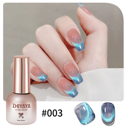 1pc 8ml Silk Nude Crystal Cat Eye Gel Polish Magnetic Nail Polish Holographic Pink Cat Eye Gel Nail Polish Gel Gel Varnish