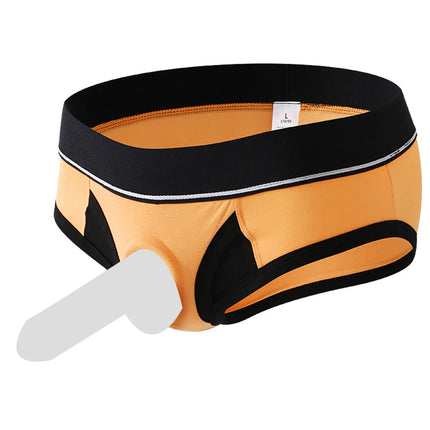 Sexy Underwear Man Cockring Pouch Hole Briefs Men Panties Sexy Silicone Cock Ring Underpants Cockrings Cotton Slips Cuecas