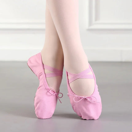 Girls Ballet Shoes Canvas Flat Ballet Dancing Slippers Dance Shoes For Adult Women Kids Children Classic Split-Sole Soft Leather