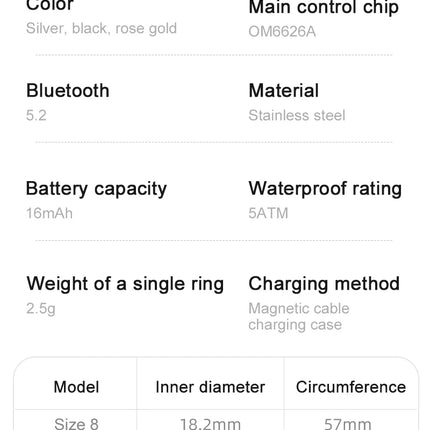 R13 Smart Ring Men Women with Charging Case,Heart Rate Blood Oxygen,Skin Temperature Monitor,5ATM Waterproof For Android iOS