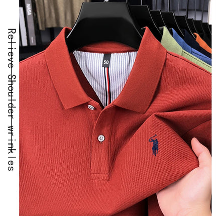 High-end brand 100% cotton long sleeve polo shirt, fashion luxury, pony embroidery, business casual comfort, new Paul men's T-shirt
