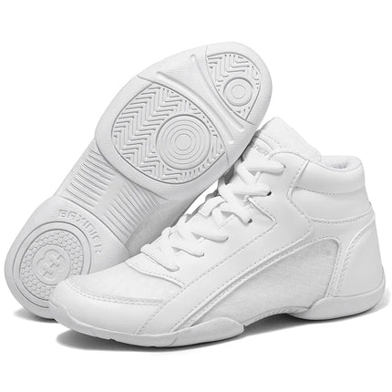 BAXINIER Girls White High Top Cheerleading Shoes Lightweight Youth Cheer Competition Sneakers kids Training Dance Tennis Shoes