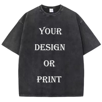 Unisex Cotton Washed T-shirt Customized Printed T-shirt Harajuku Top DIY Your Like Photo or Logo T-shirt Fashion Custom Top