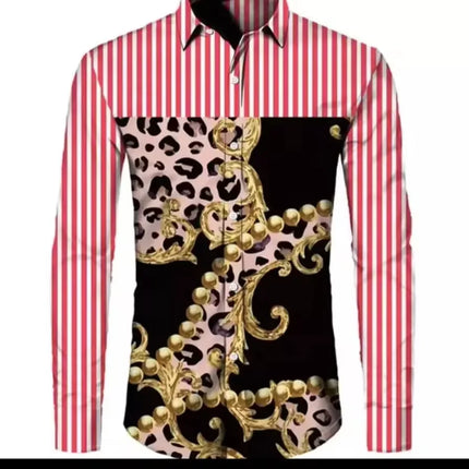 Stylish Baroque Long-sleeved Shirt Neo-retro Pattern Mens Casual Shirt Print Comfortable Breathable Camisas Mangas Largas Hombre