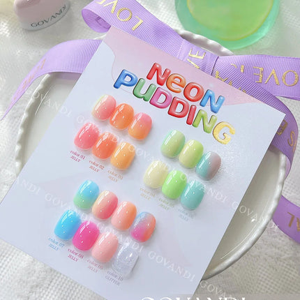 Spring Summer 10pcs Ice Cream Gel Nail Polish Set Soak Off Transparent Glitter Color UV LED Varnishes Nail Art Candy Gel Polish