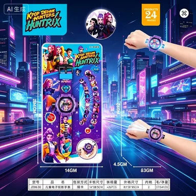 New Anime Gilrs Lumi Mila Zoi Kpop Theme Projection Watch 24 Images Digital Electronic Wristwatch Multifunctional Toy Watch Gift