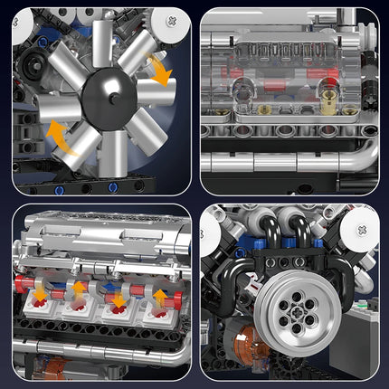 Mould King 10088 The V8 Engine Building Block Assembly Technical Car Brick Set Educational Car Engine Toys Kids Christmas Gift