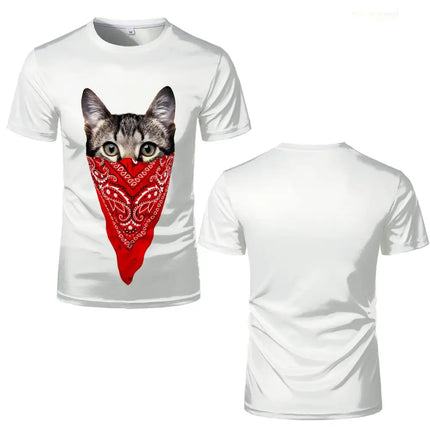 Abstract Artistic Cat Illustration Print T-Shirt Men Women Harajuku Summer Casual Top Funny Modern Minimalist Cat Graphic Tee