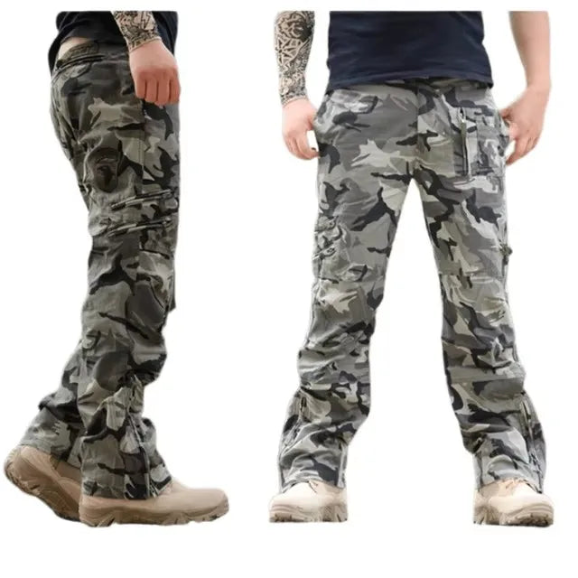 2025 Men's Cargo Pant Cotton Pants Khaki Men Military Camo Green Gray Work Many Pocket Cotton Camouflage Black Tactical Trousers