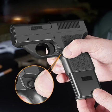 Capacity 10PCS Pistol Style Lighters with 3 Cigarette Case Jet Blue Flame Gas Lighter Windproof Cigar Lighter Gadgets for Men