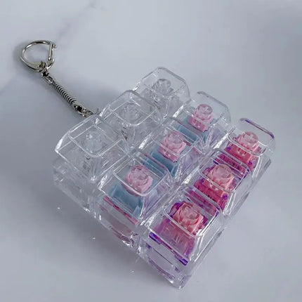 Fingertip Keyboard Clicker Toys 1/2/3/4/9 Key Crystal Keychain Stress Relief Anti-Anxiety Decompression Gadget