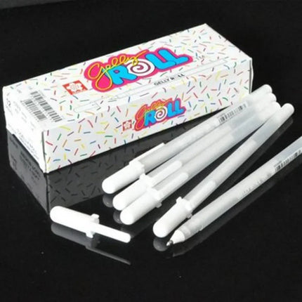 Sakura Gelly Roll Gel Pen White Color 0.5mm 0.8mm 1.0mm High Light Marke Pen Black Cardboard Art Painting Pen White Line Pens