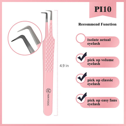 MAYOOC Eyelash Tweezers With Fiber Tips Stainless Steel High Precision Tweezer Volume Fans lash Tweezer Makeup Tools Custom Logo
