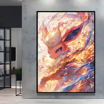 Pokemon Eevee Series Wall Art Unique Ink Style Decorative Paintings High - Quality Canvas Add A Touch of Fantasy To Your Home