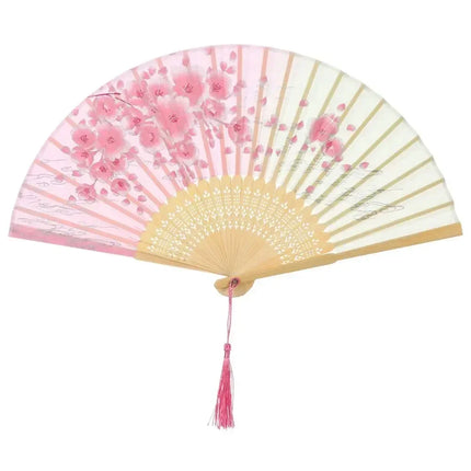 Retro Flower Pattern Home Decoration Elegent Bamboo Folding Fan Chinese Style Painting Handheld Fan Dance Performance Props