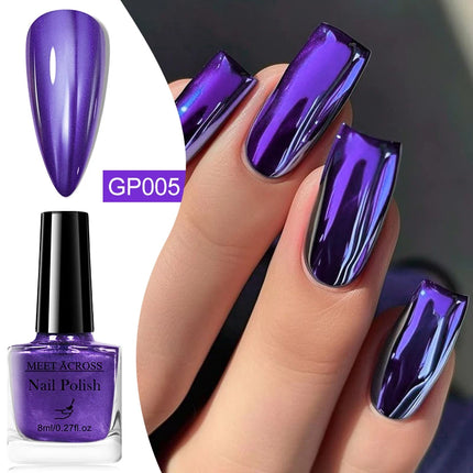 6pc Mirror Metallic Nail Polish No Need Lamp Quick Dry Mirror Effect Long Lasting Nail Supplies Varnish Manicure for Home Salon