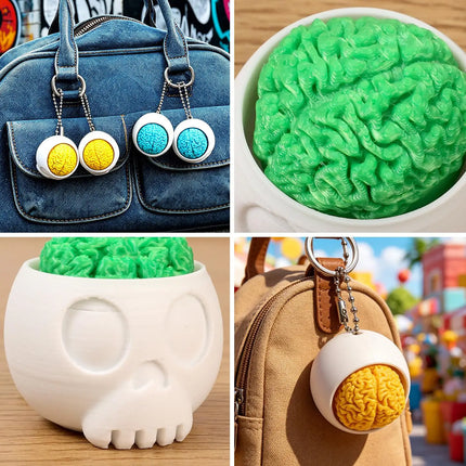 10/1pcs Fun 3D Printed Skull Brain Clicker Keychain Skull Button Fidget Clicker Mechanical Keyboard Bag Pendant Stress Relief