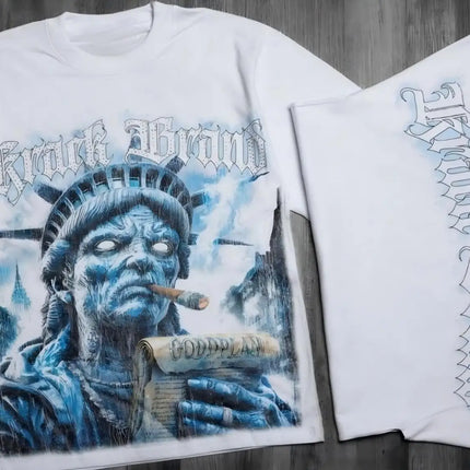 European and American men's summer new Statue of Liberty print comfortable and breathable round neck T-shirt outdoor street top