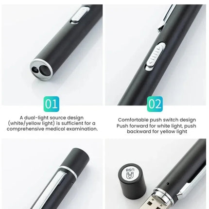 Rechargeable Medical Handy Pen Light Mini Nursing Flashlight 2 in 1 Pocket LED Torch Penlight Light Outdoor Fishing Tool