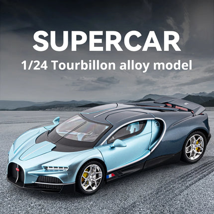 Alloy Model Bugatti tourbillon 24 Scale Diecast car Model Toy with Sound &Light Pull Back Boys Gift collectible ornaments