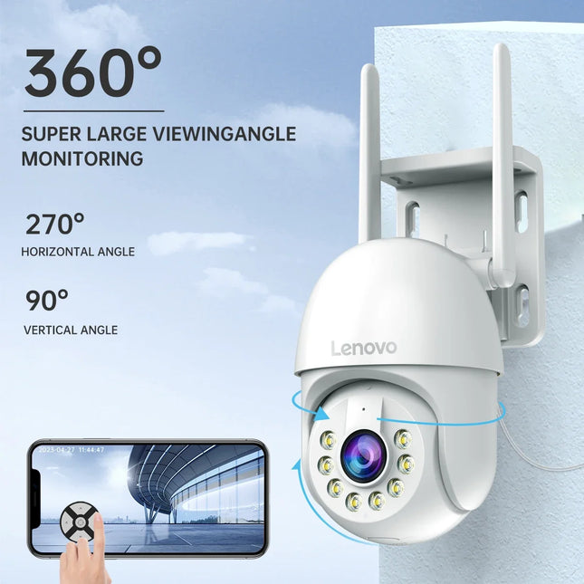 Lenovo 2K HD Smart Wifi PTZ Camera Outdoor Auto Tracking Color Night Vision ONVIF CCTV IP Camera Security Video Surveillance Cam