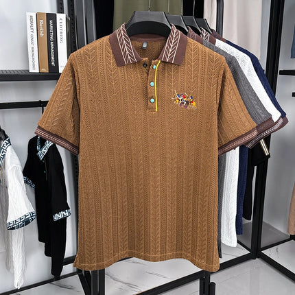 Luxury Men's Polo Shirt, Lapel, Short Sleeve T-Shirt, Summer New Horse Embroidered, Ultra-Thin, Breathable Fashion Men's Wear Top