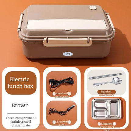 New Portable Electric  Household Car Insulated Lunch Box, Stainless Steel Lining Insulated Lunch Box for Office Work, Student