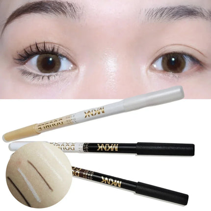 Mulitfuntional Two-Tone Black White Wood Eyeliner Pencil Pearl Highlighter Makeup Pen Brown Eyebrow Draw Lower Eyelash Cosmetics