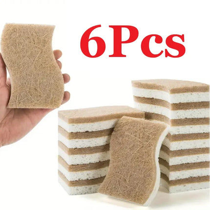 1/6/12PCS Natural Cellulose & Coconut Kitchen Sponge - White for Dishes