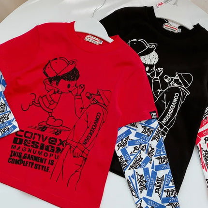 ex Cotton Long Sve T-irt Cartoon Print Spring Summer Autumn Breathable Lightweight round Ne Tee for 8 Years Old Kids