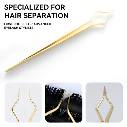 New Designed Isolation Lash Extension Tweezers High Precision Stainless Steel Curved Tip Tweezers Quick-Separator Makeup Tools