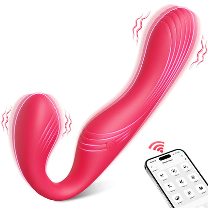 Strapless Strap-On Double-Ended Dildo Vibrator Adult Sex Toys for Women Lesbian Couples,APP Remote Control G-Spot Anal Vibrators