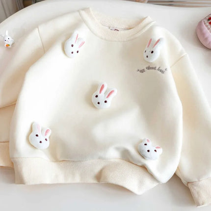 Children's Sweatshirt Spring and Autumn Three-dimensional Rabbit Girl Kids Versatile Cute Cartoon Top Pullover Baby Clothing