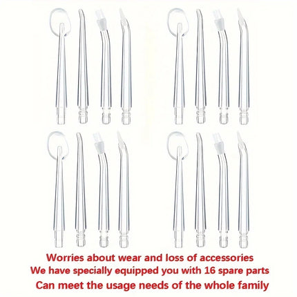 4-16pcs Dental Hygiene Kit - Includes Standard & Orthodontic Nozzles For Effective Teeth Cleaning And Oral Care
