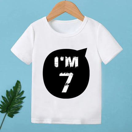 2025 Children Happy Birthday I'M 1 2 3 4 5 6 7 8 9 Years Number Print Funny T-shirts Boys & Girls Baby Tops Kids Summer T shirt