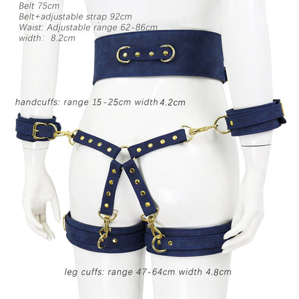 Thierry Sex Toys For Woman Men SM Bondage Set Erotic Restraint Collar & 6 Cuffs & Waistband &Connection Adults Games for Couples