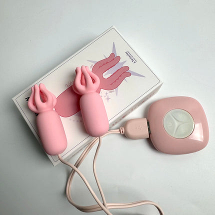 Wired vibrating breast clip multi-mode chest stimulator with remote control pink silicone nipple adult sex toy for women