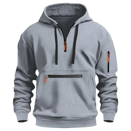 2025 New Men's Hoodies Winter Hooded Shirt Wear Fleece Multi Pocket Fashion Tops Hoody Loose Oversized Pullover Man Clothing