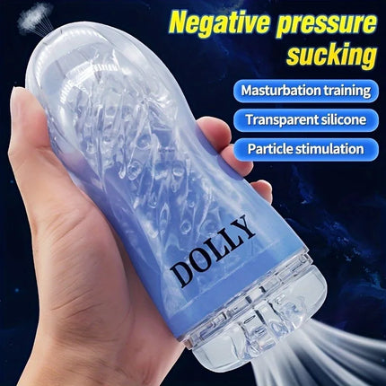 Silicone male masturbation device, adult male sex toy, transparent masturbation cup with suction pocket vaginal sex toy
