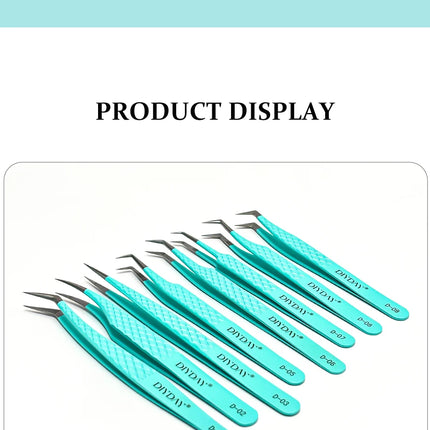 DIYDAY Anti-Slip Tweezers, High-Density Fiber Tip for Eyelash Extensions & Eyebrow, Professional Precision Beauty Tools