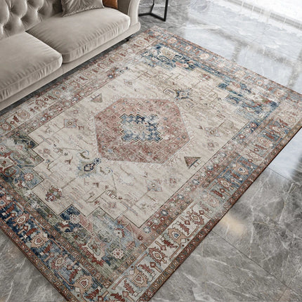 Tapis de style rétro américain pour chambre à coucher Grand tapis de salon Décoration Tapis antidérapant Lavable Tapis de sol de salon Tapis doux pour la maison