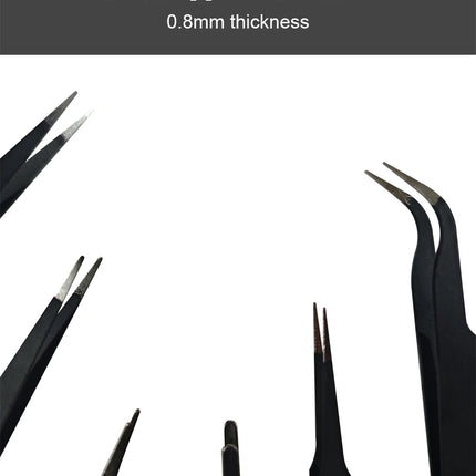 Antistatic Stainless Steel Tweezers 6 PCS Precision Maintenance Industrial Repair Curved Tool Home Work Model Making Hand Tools