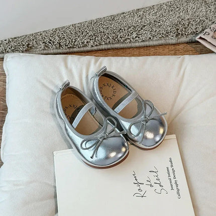 2024 Spring&Autumn Children's Little Leather Shoes for Girls Korean Girls' Soft Sole Bow Anti Slip Fashion Princess Single Shoes