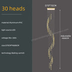 30 heads / black / warm light