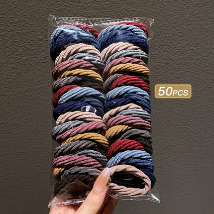 50pcs Girl Mixed Color Simple Hair Ties Hair Accessories