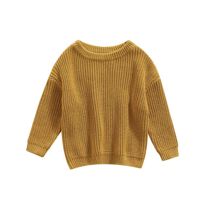 MISOWMNJOY Children Boy Girl Knit Sweater for Winter Kids Clothes Causal Solid Color Long Sleeve Pullover Tops Toddler Jumpers