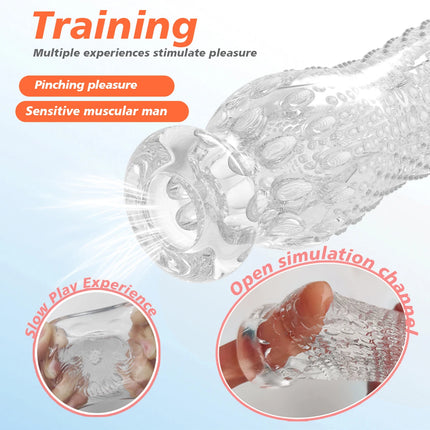 Male Masturbator Transparent Jelly Artificial Vaginal Real Pussy for Men Penis Exerciser Cock Enlarger Suck Sex Toys Erotic 18+